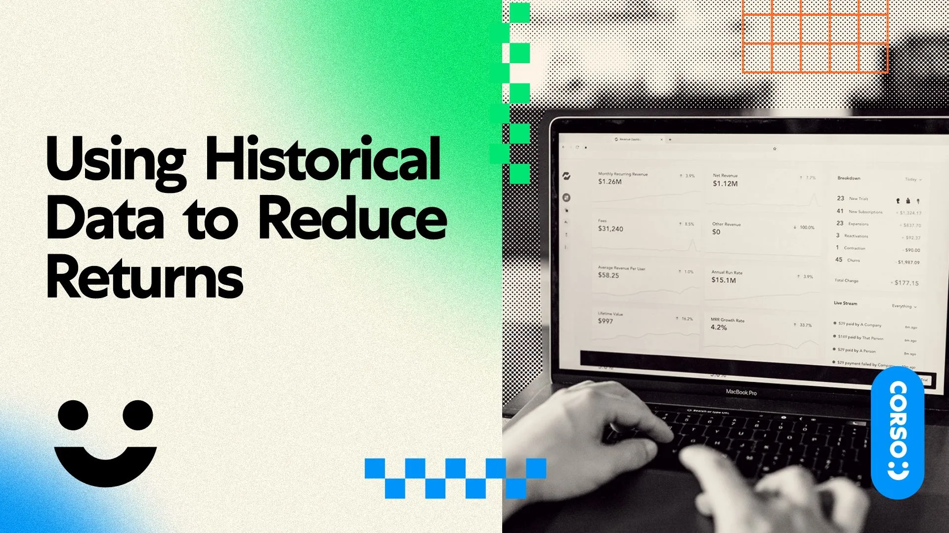 This is a promotional image for an event related to historical data and reducing returns using technology.