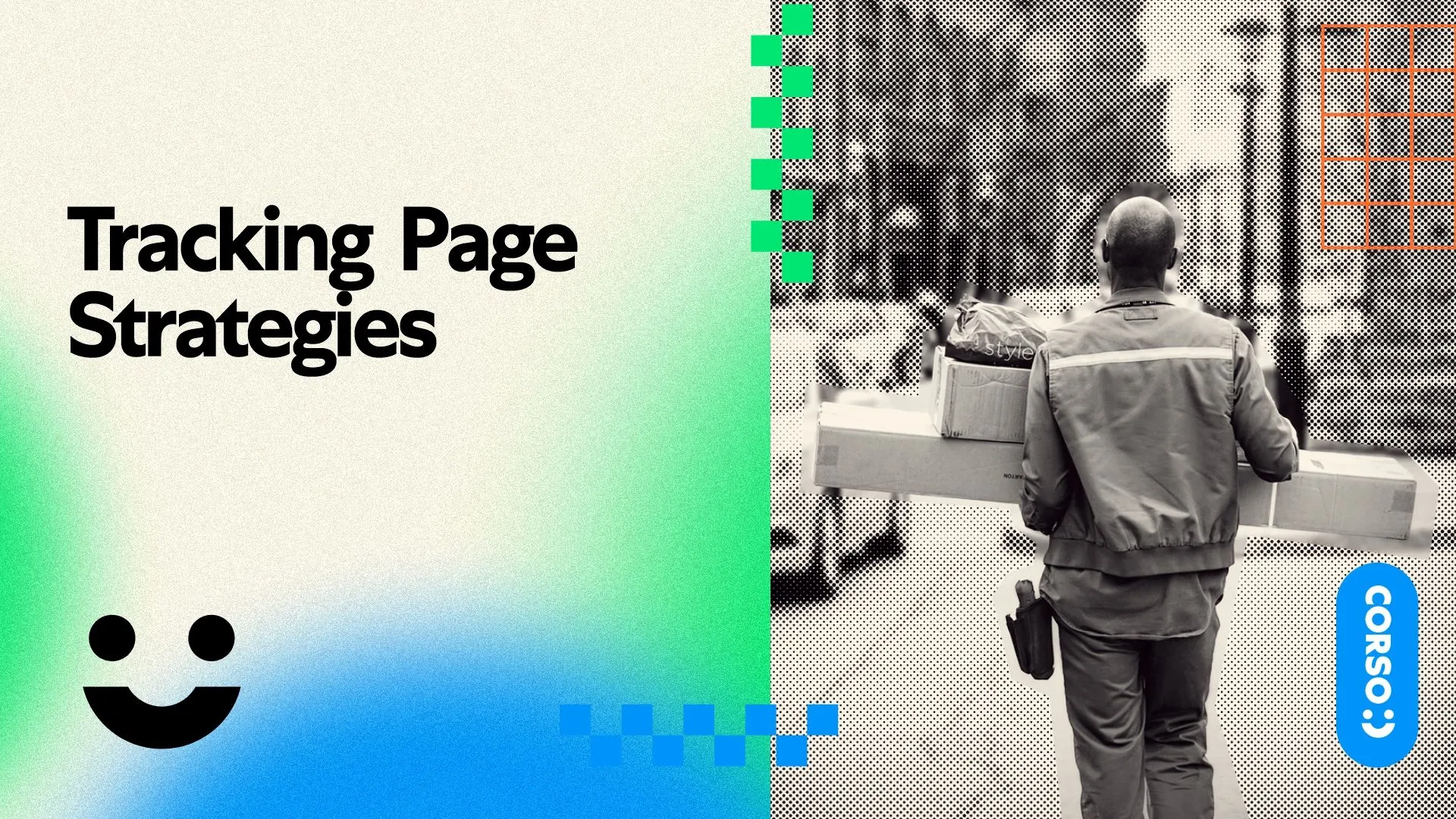 A meme with a graphic of a man walking down a sidewalk holding boxes, overlaid with text that reads "TRACKING PAGE STRATEGIES