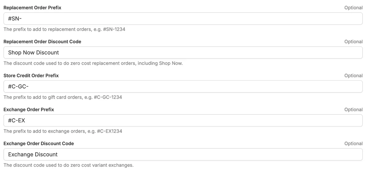 Replacement Order Prefix for Shop Now Orders