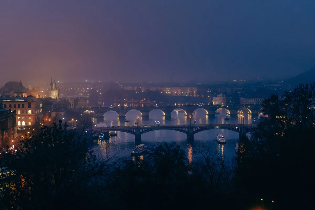 Prague cityscape at night
