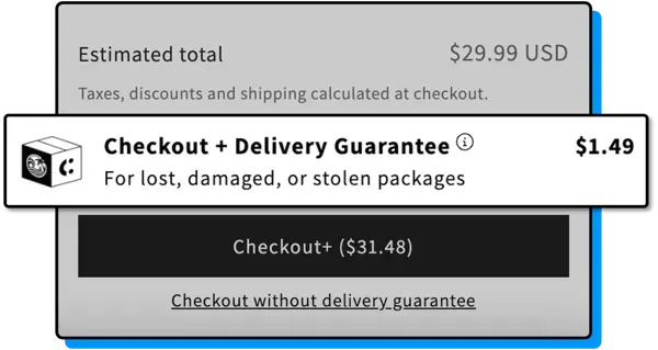 Checkout page showing $49 shipping and handling fee for "Delivery Guarantee"