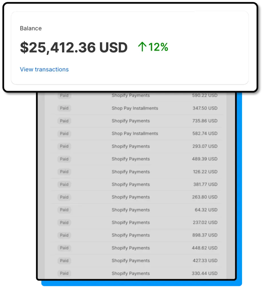 The image displays a screenshot of an online transaction screen with a list of payments and charges.