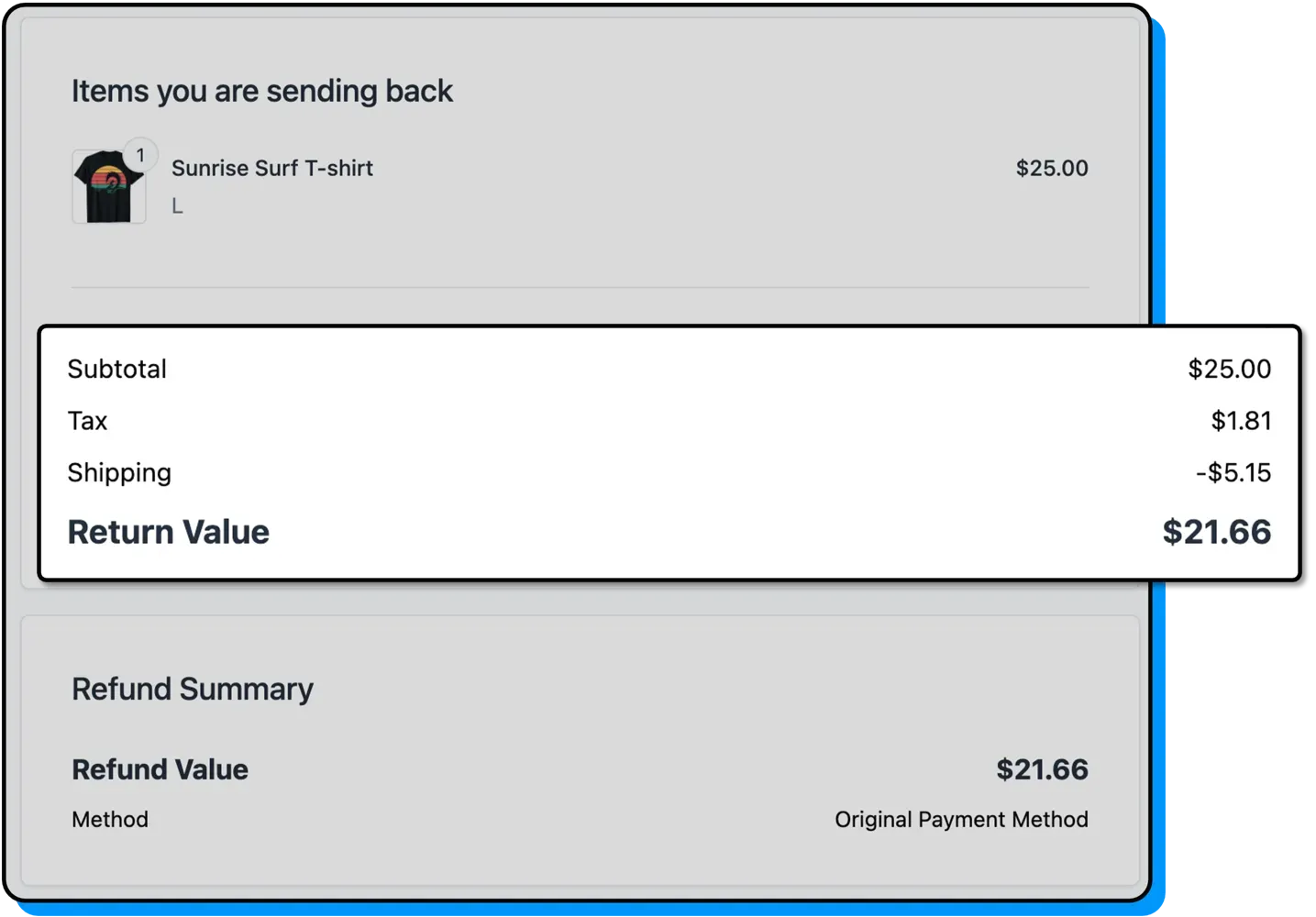 Image is of two screenshots from a computer, one showing an item's price and another showing a discount or return policy.