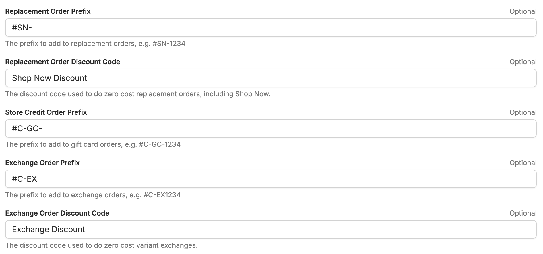 Replacement Order Prefix for Shop Now Orders