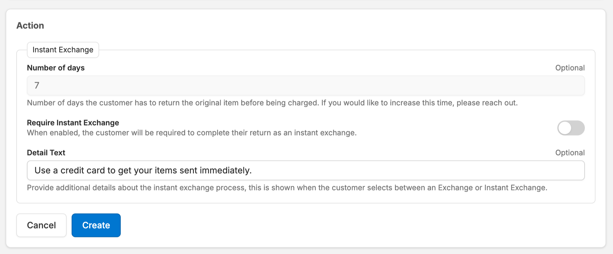 Instant Exchange Detail Text Now Customizable