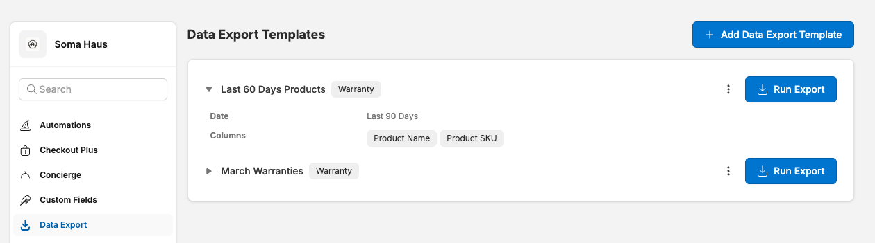 All New Data Export Functionality with Templates and Scheduled Reports