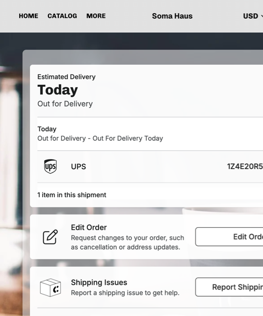 Order tracking portal placeholder