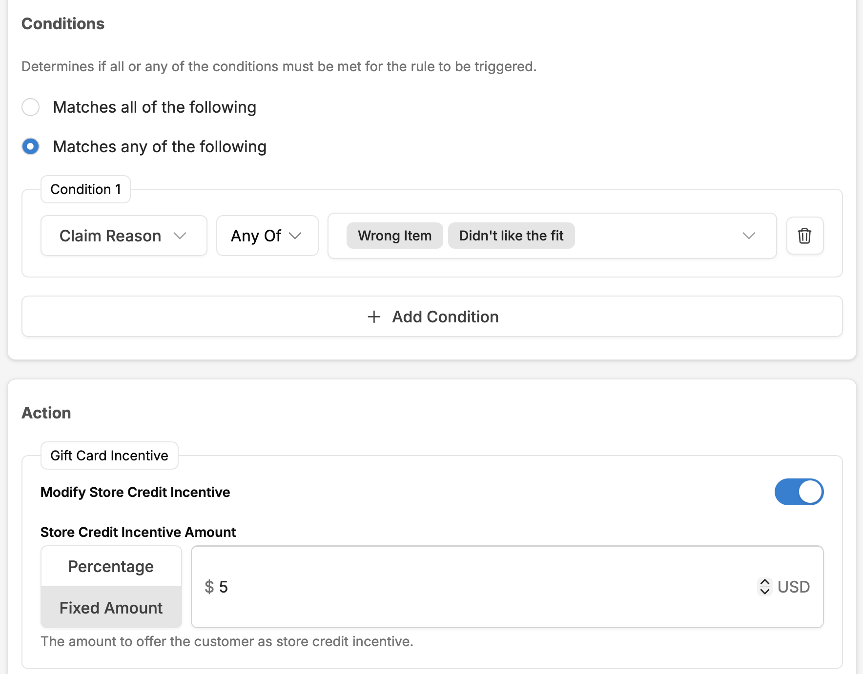 Bonus Store Credit automation recipe configuration