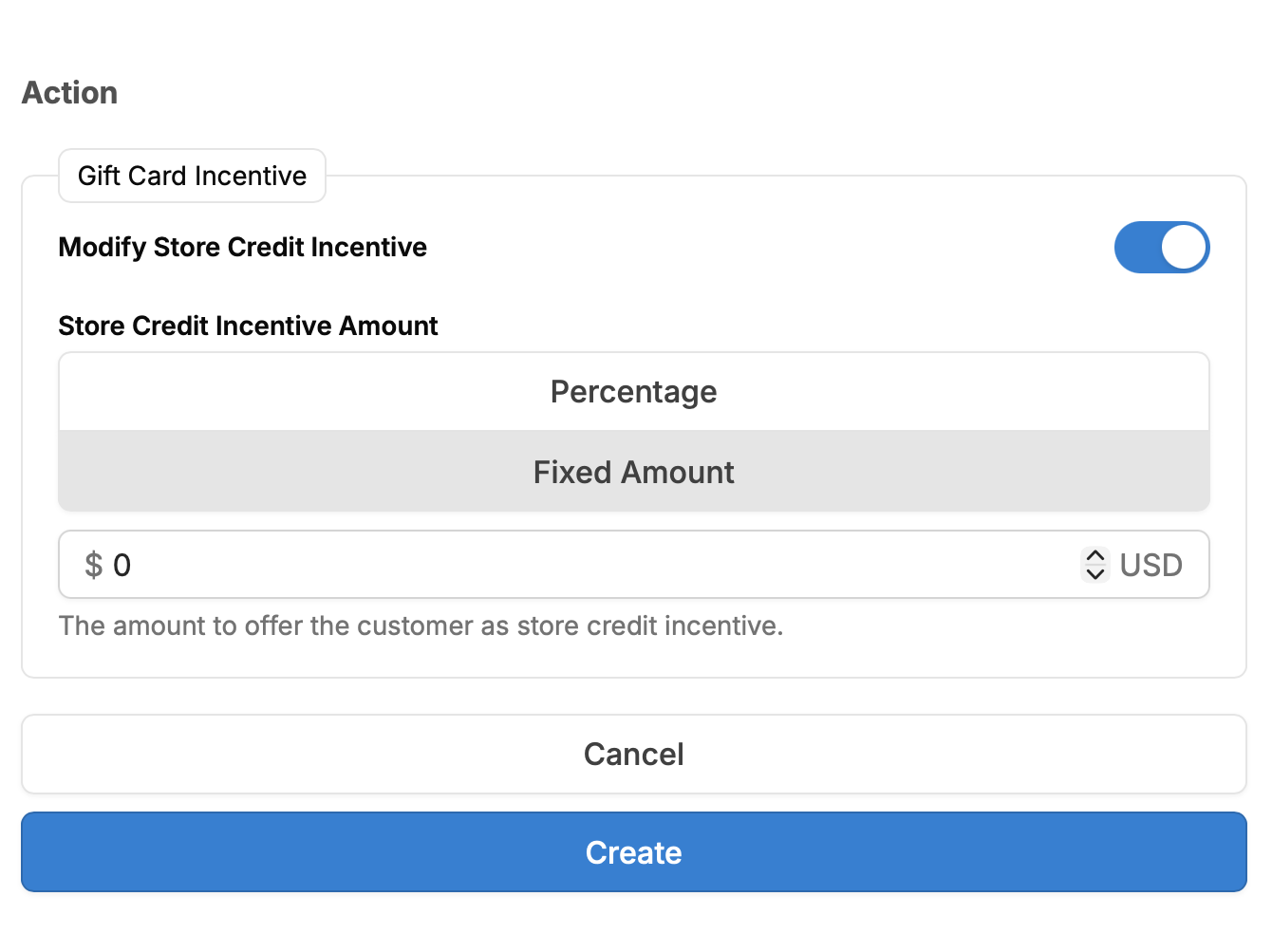 Gift Card Incentive automation rule configuration