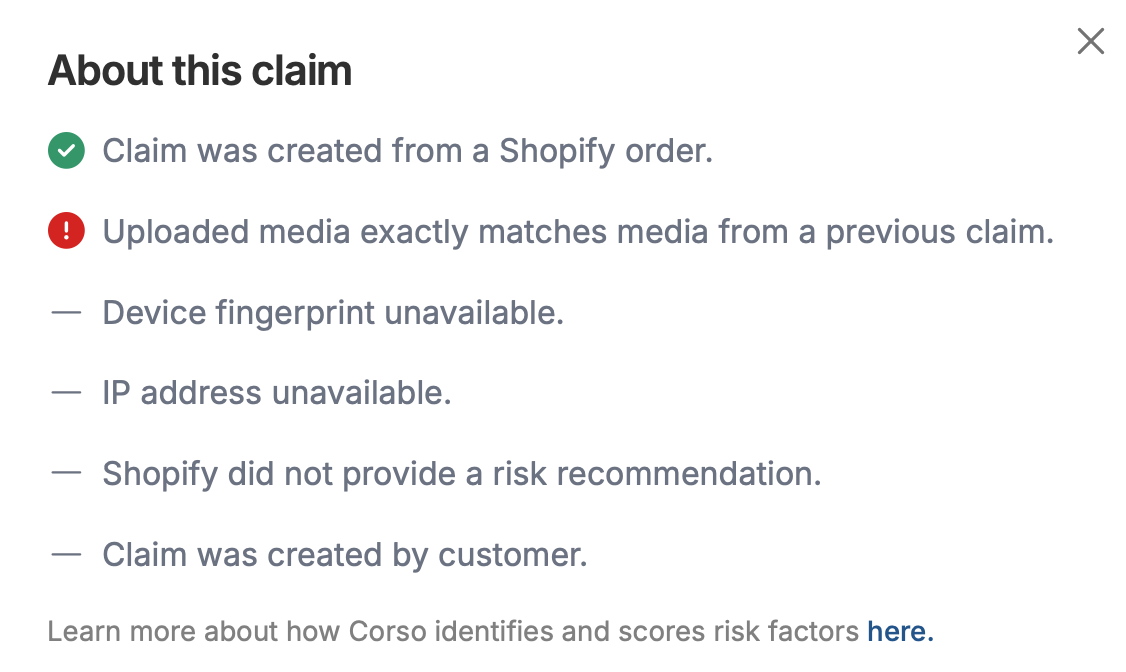 Claim Risk rules panel