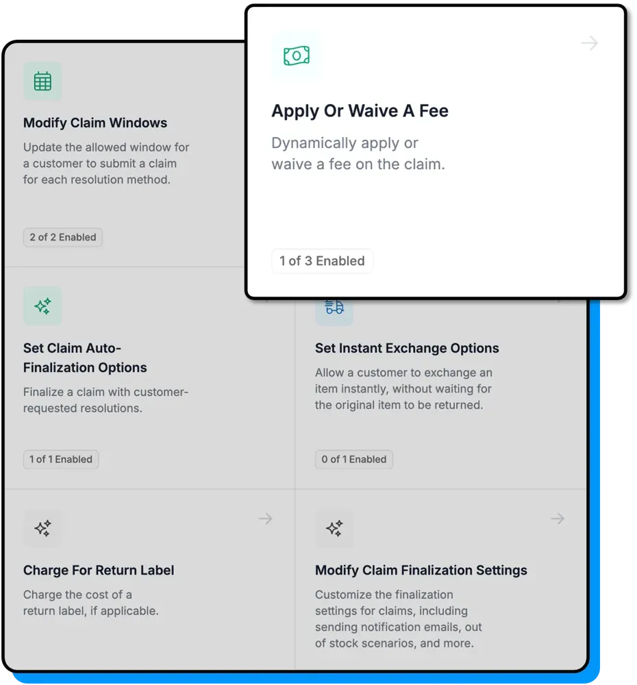 Apply-or-waive-fee automation rule in Corso